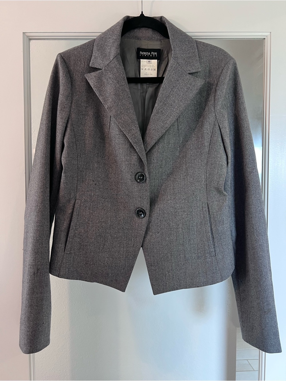 Patrizia Pepe Gray Wool Tailored Blazer Made in Italy IT 46 US 10